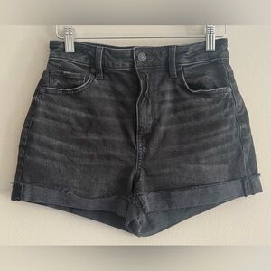 American Eagle Women’s True Black Stretch Denim Mom Shorts - Size 00